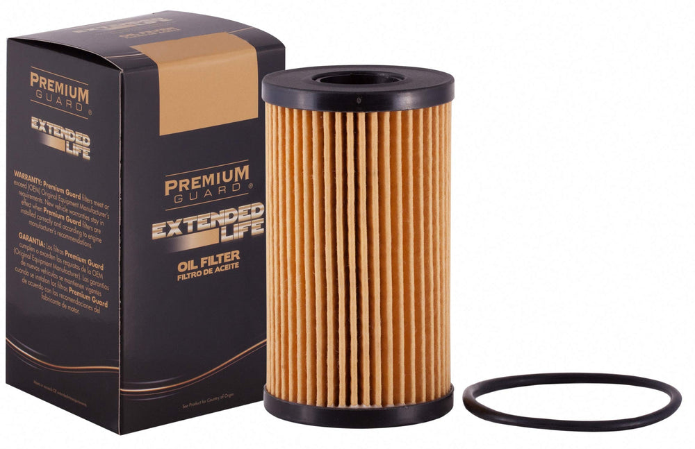 Premium Guard Extended Life oil filter cover and media detail for clean filtration