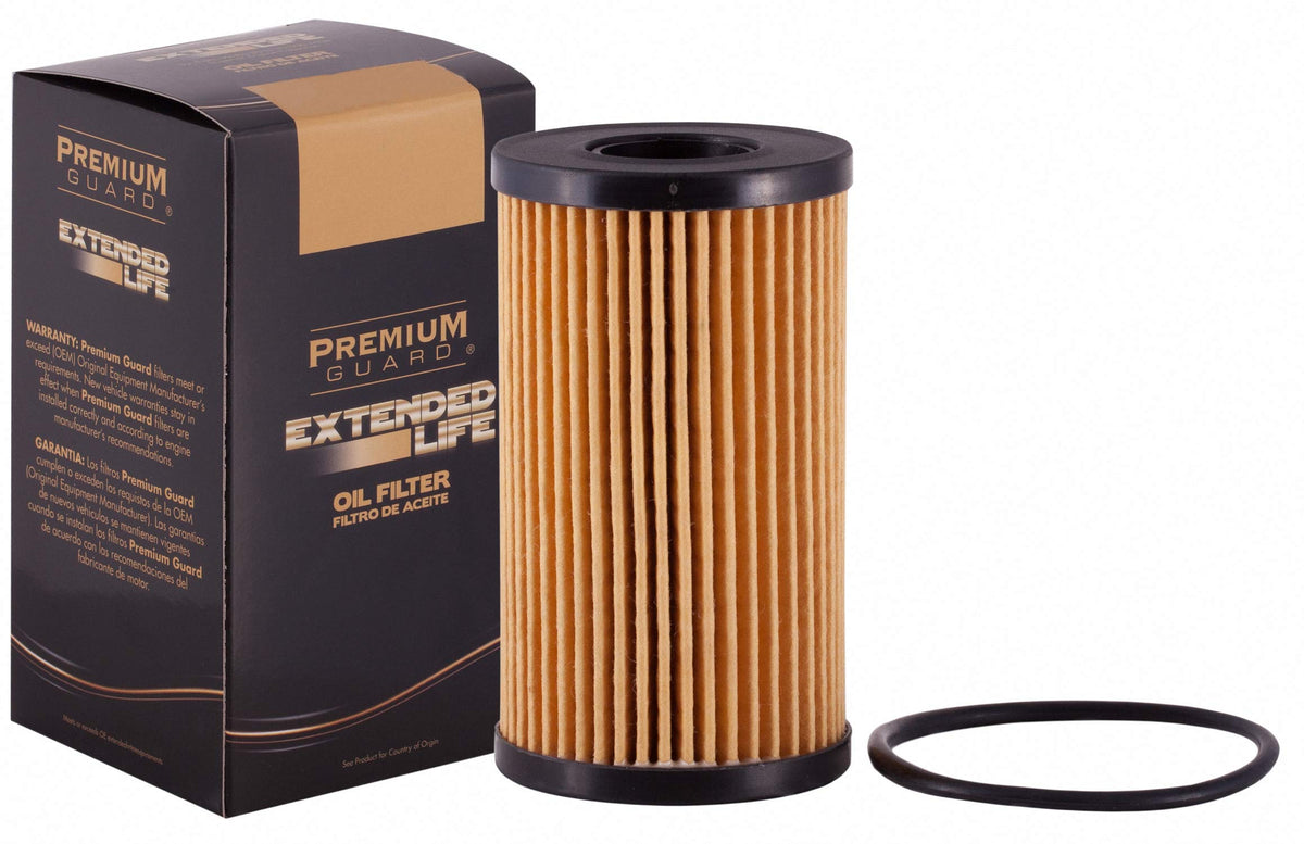 Premium Guard Extended Life oil filter cover and media detail for clean filtration