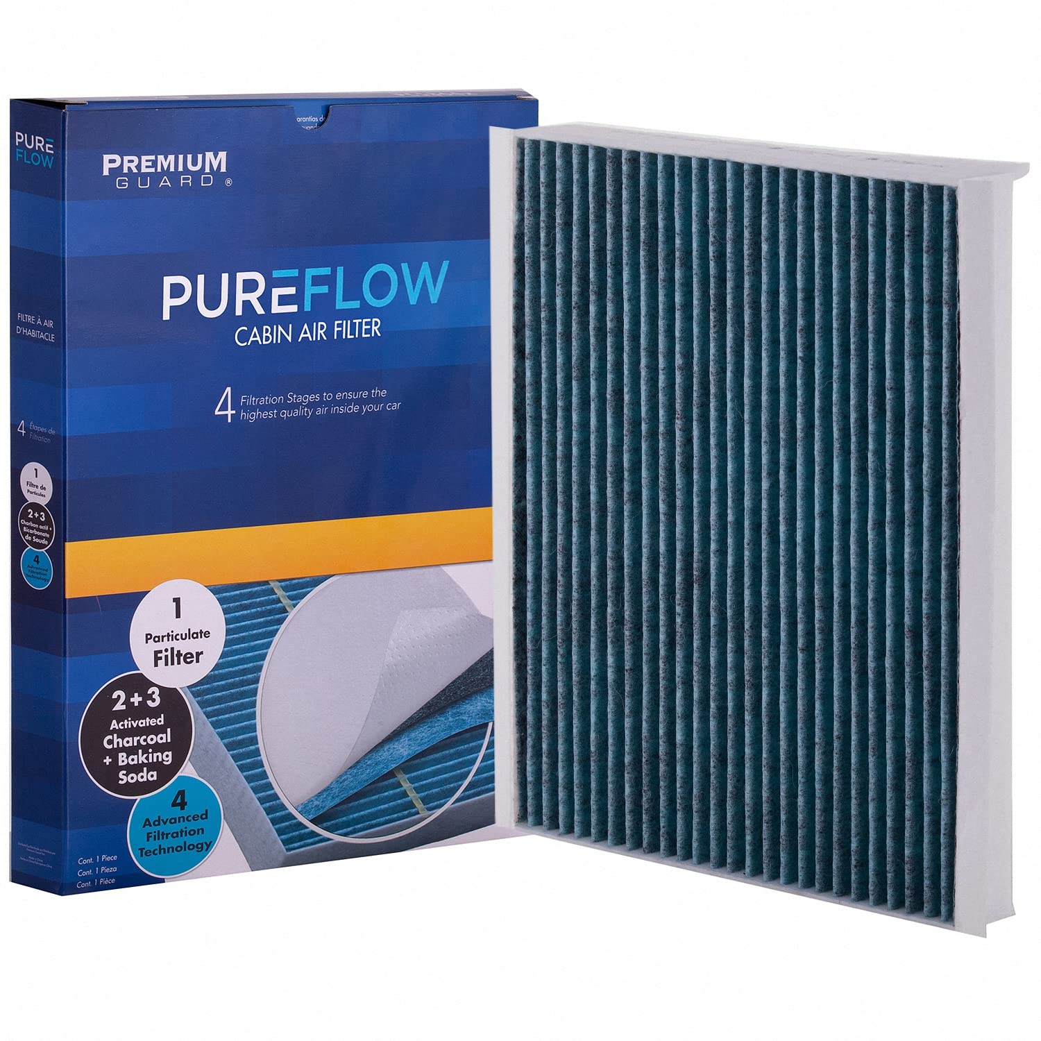Premium Guard PC8214X cabin air filter front view improves air quality for daily driving.