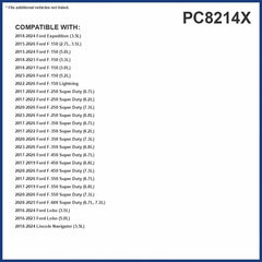Premium Guard PC8214X cabin air filter side view shows compact fit for HVAC spaces.