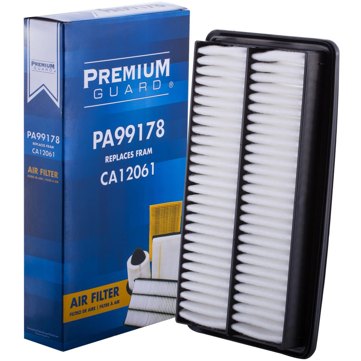 Premium Guard PA99178 engine air filter front view showing durable media for protection.