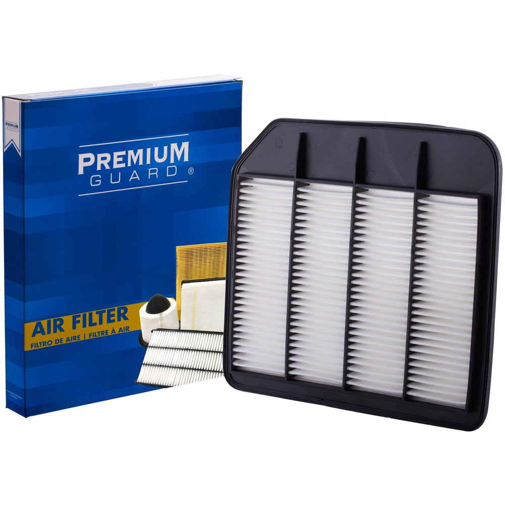 Premium Guard PG Engine Air Filter PA9943 installed in housing for precise fit