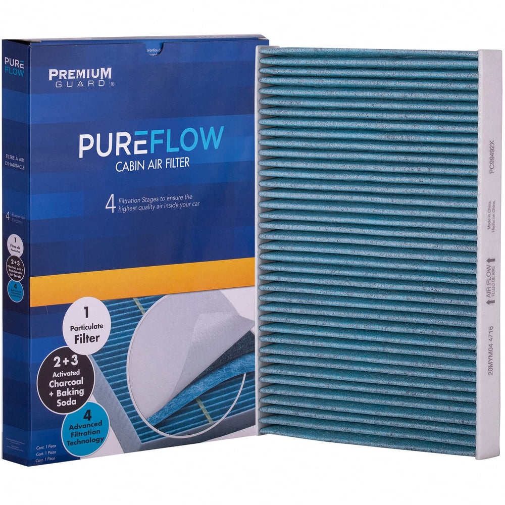 Premium Guard PureFlow PC99492X front view shows a compact Alfa Romeo cabin filter.