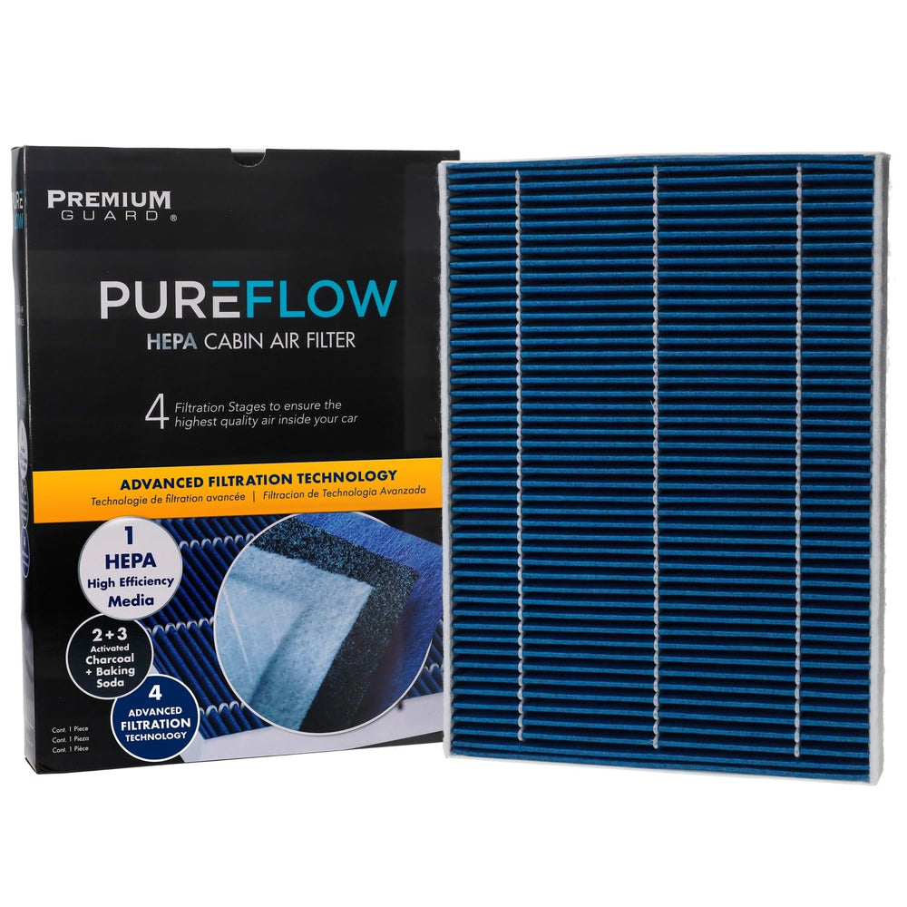 Premium Guard PureFlow HEPA air filter box improves cabin air quality.