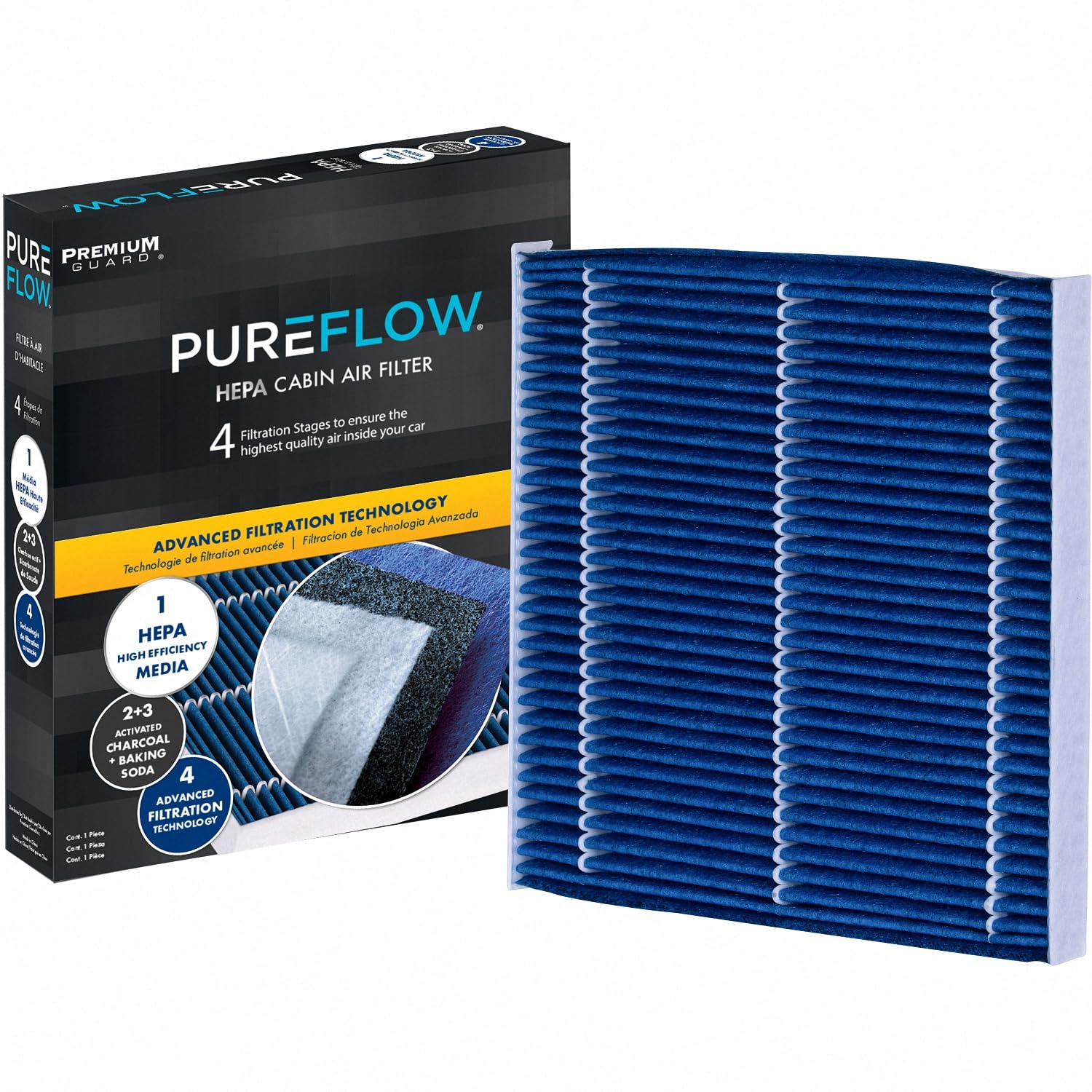 Premium Guard PureFlow HEPA cabin filter front view improves interior air quality