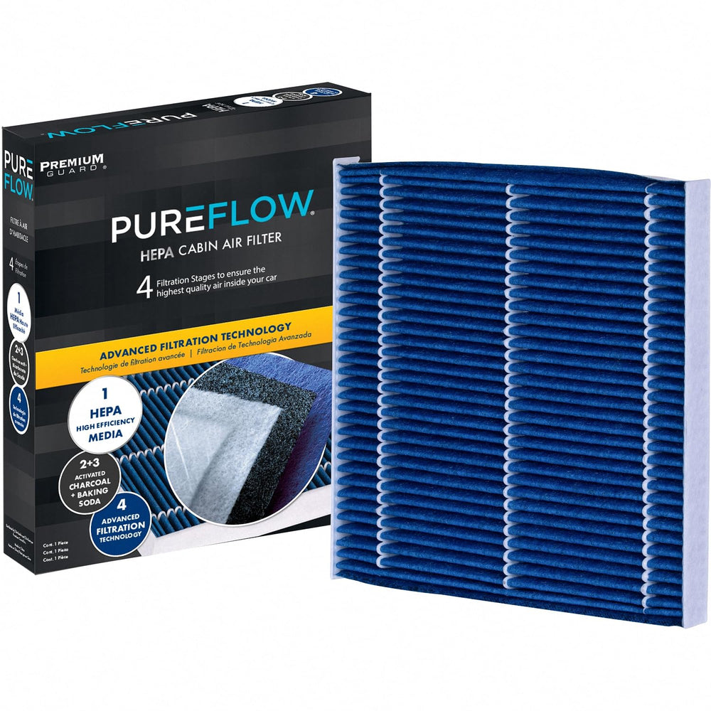 Premium Guard PureFlow HEPA cabin filter front view improves interior air quality