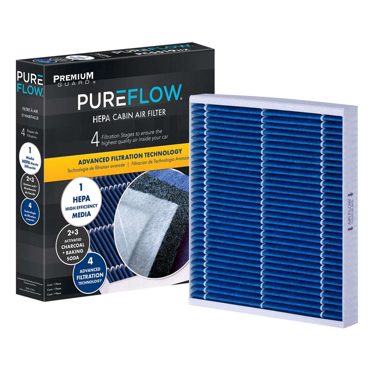 Premium Guard PureFlow PC4211HX filter in Chevrolet Equinox cabin for pollen capture