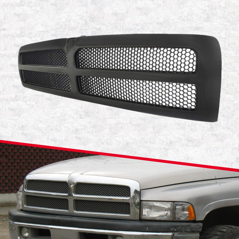 Premium Pickup Part for Dodge Ram 1500 front grille in all black fits smoothly.