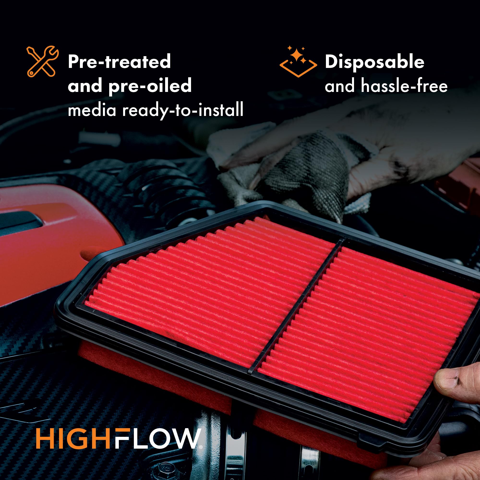 Premium Guard HIGHFLOW airflow diagram demonstrates potential performance gains
