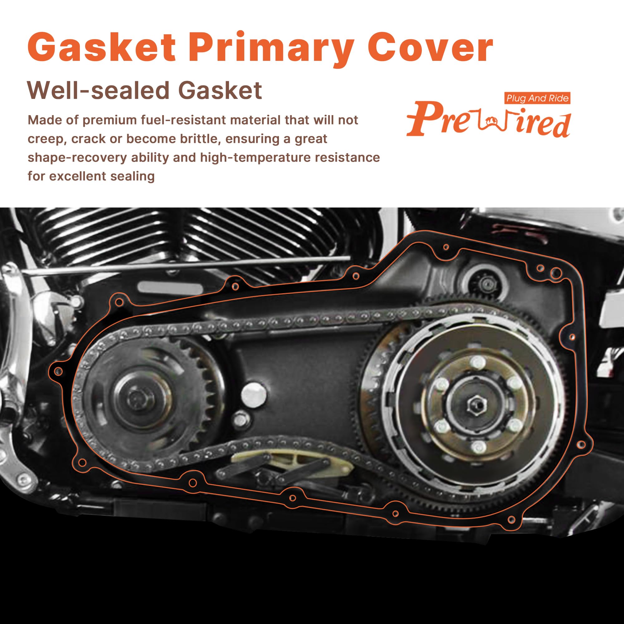 Prewired derby cover gasket provides reliable seals around the derby cover