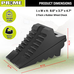 Prime 1 rubber chocks with non-slip textured bottom for stable parking.