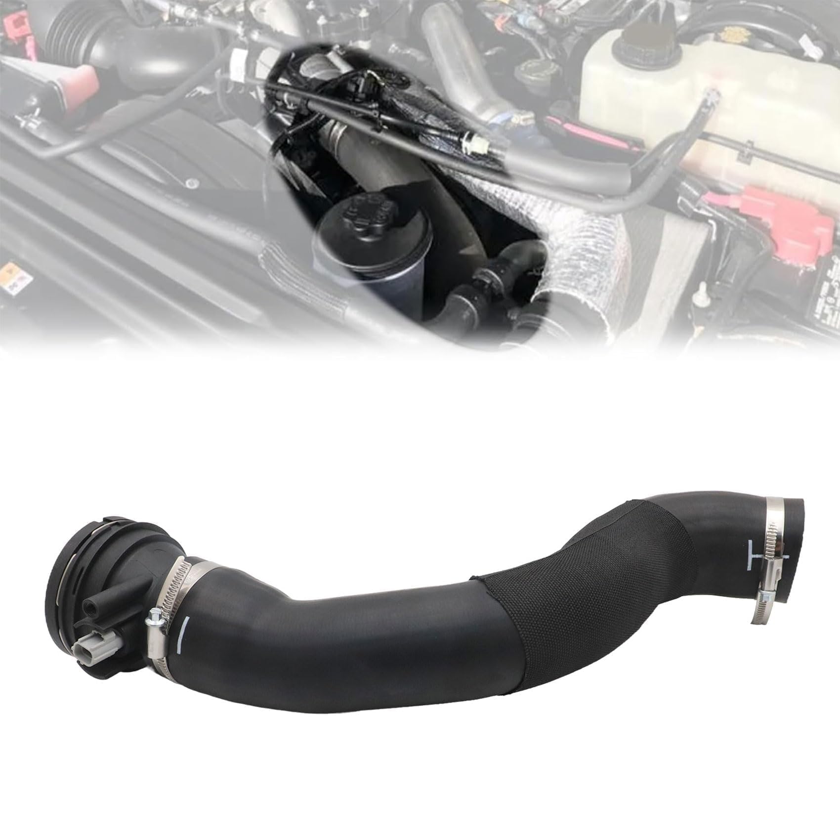 Priprilod turbo intercooler outlet tube for Ford F-250 2017-2019, enhanced airflow routing.