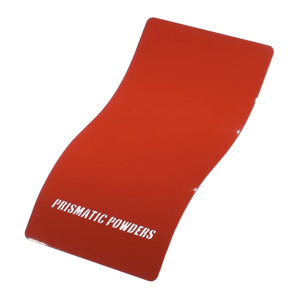 PRISMATIC POWDERS Astatic Red deep cherry coating on metal with high-gloss sparkle.