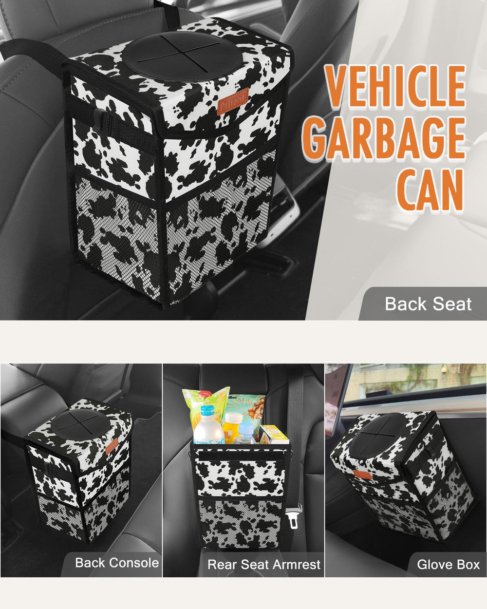 Pritent car trash can 2-gallon capacity fits compact spaces.