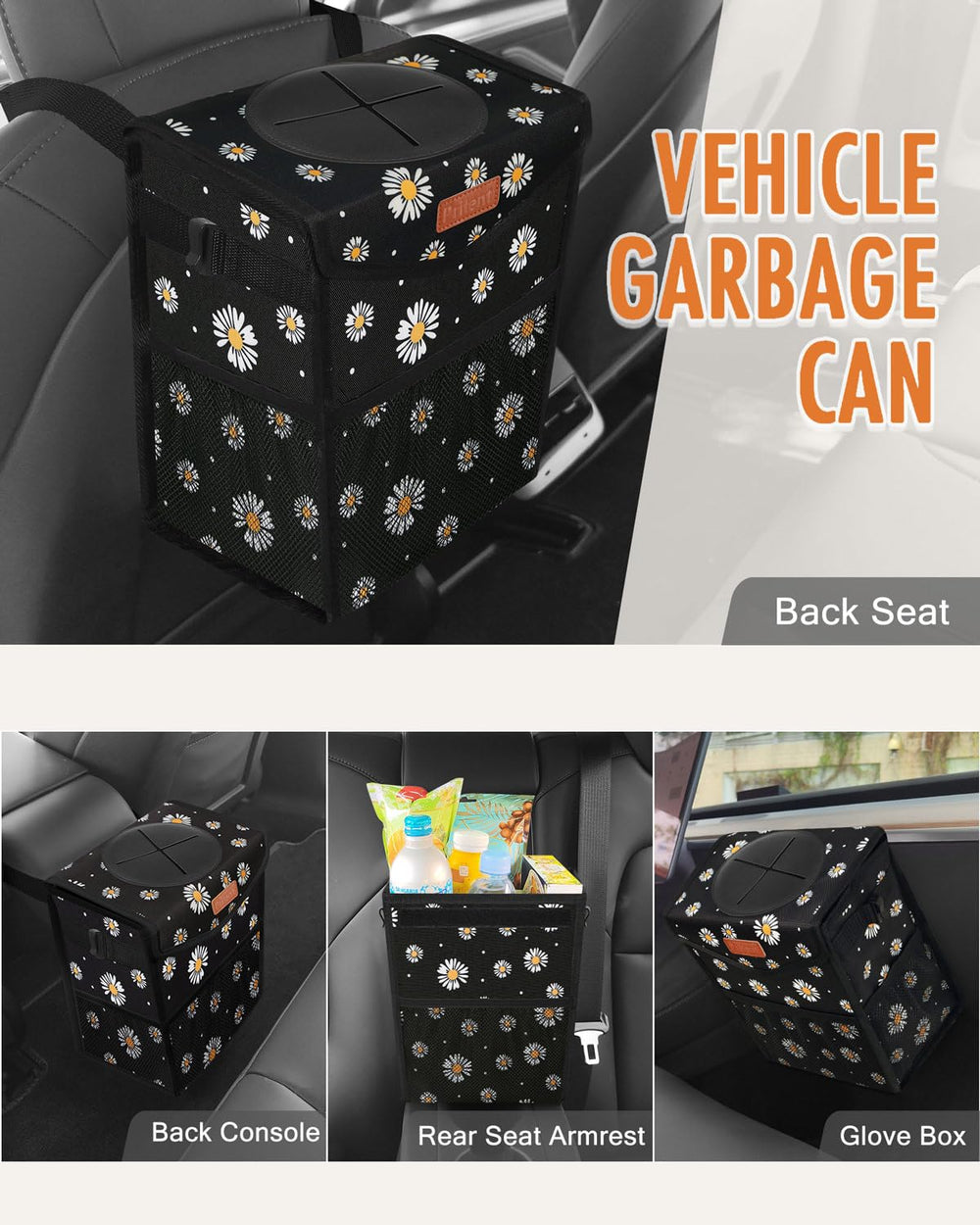 Pritent car bin with PVC plates holds shape for easy use.