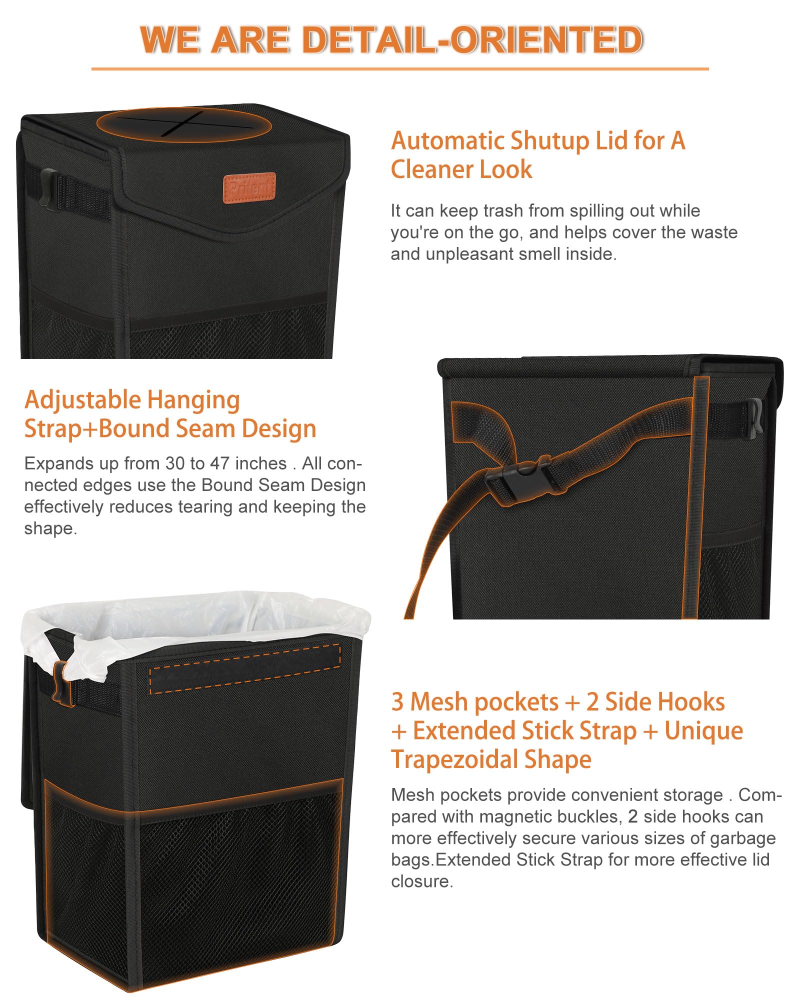 Pritent leakproof PEVA lining resists spills in a busy car