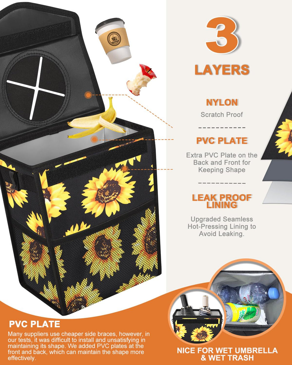 Pritent PU leather cover keeps the trash bin looking tidy.