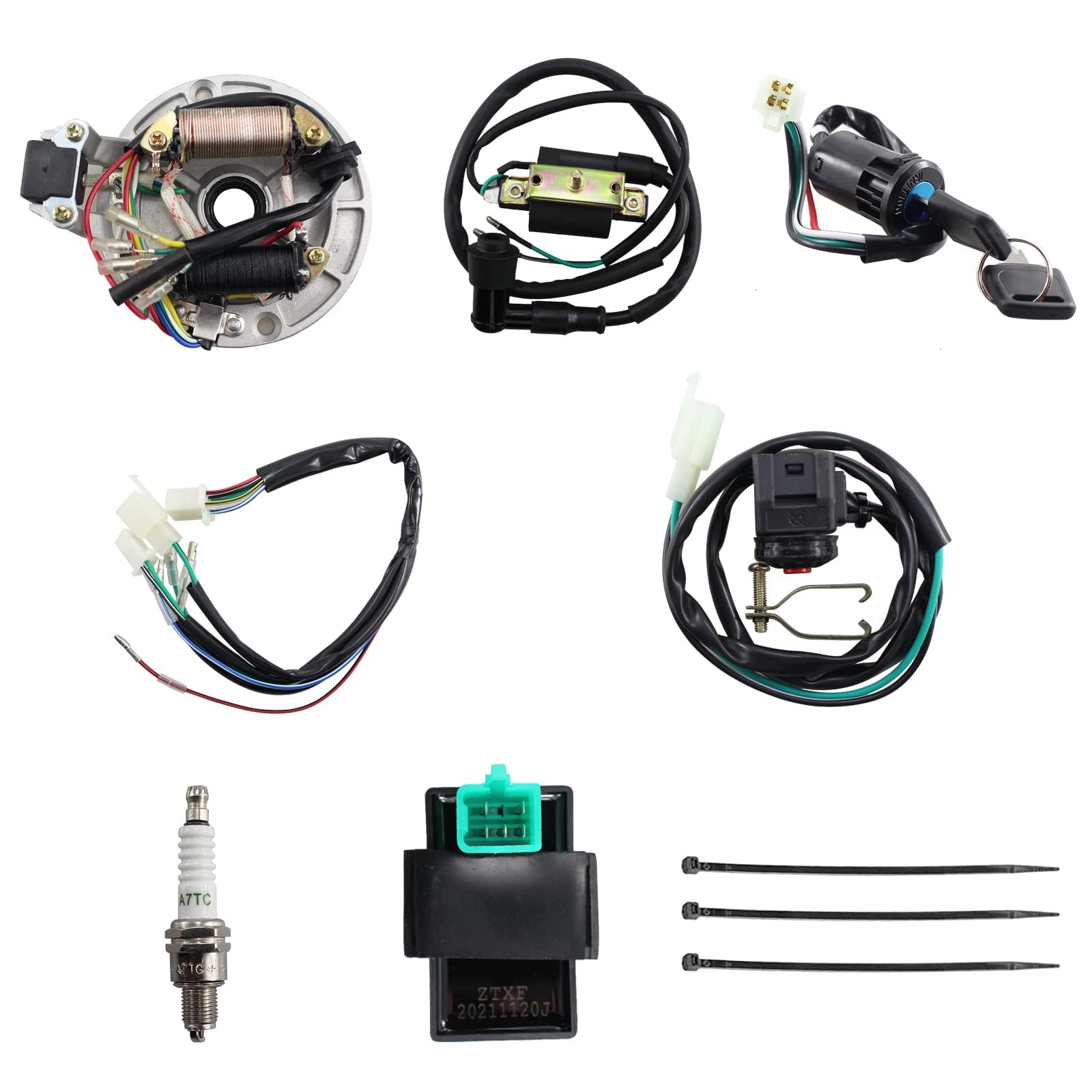 PRO BAT Lifan stator kickstart harness front view highlights sturdy connectors for reliable starts.