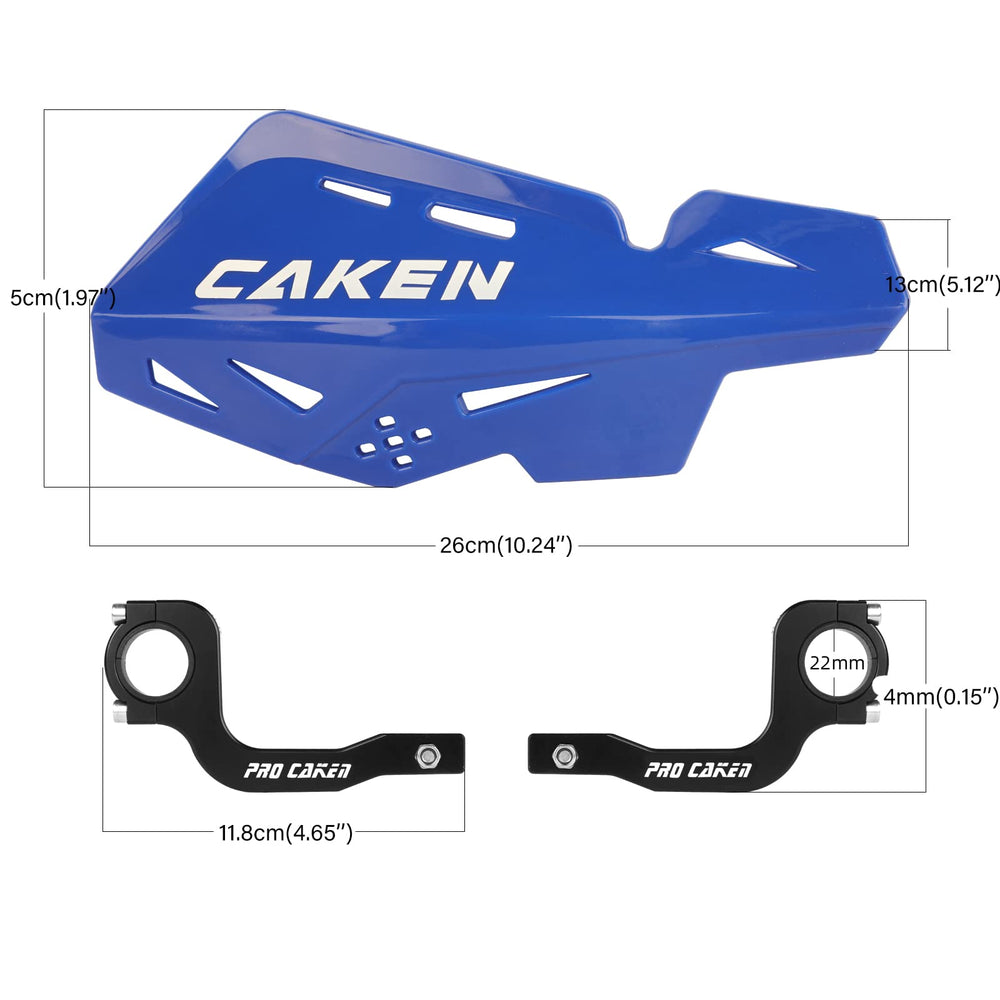 PRO CAKEN universal handlebar guards blue side view illustrating shield against rocks