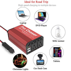 Pro Chaser 400W inverter compact design fits in any vehicle setup.