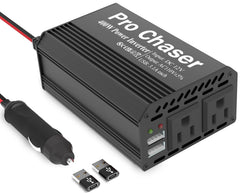 Pro Chaser 400W inverter front view powers laptops and devices on the go