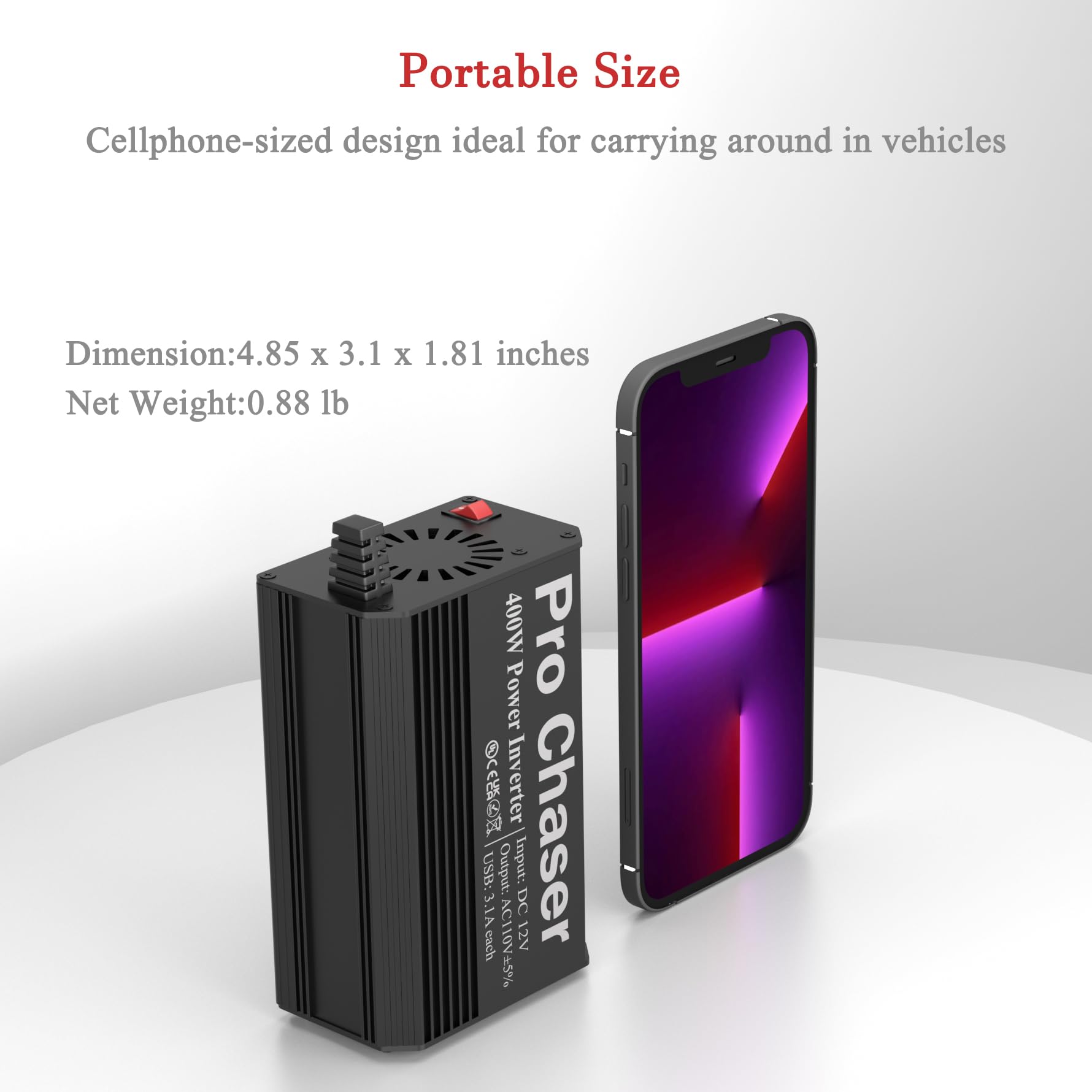 Pro Chaser 400W inverter includes USB-C adapters for USB-C devices