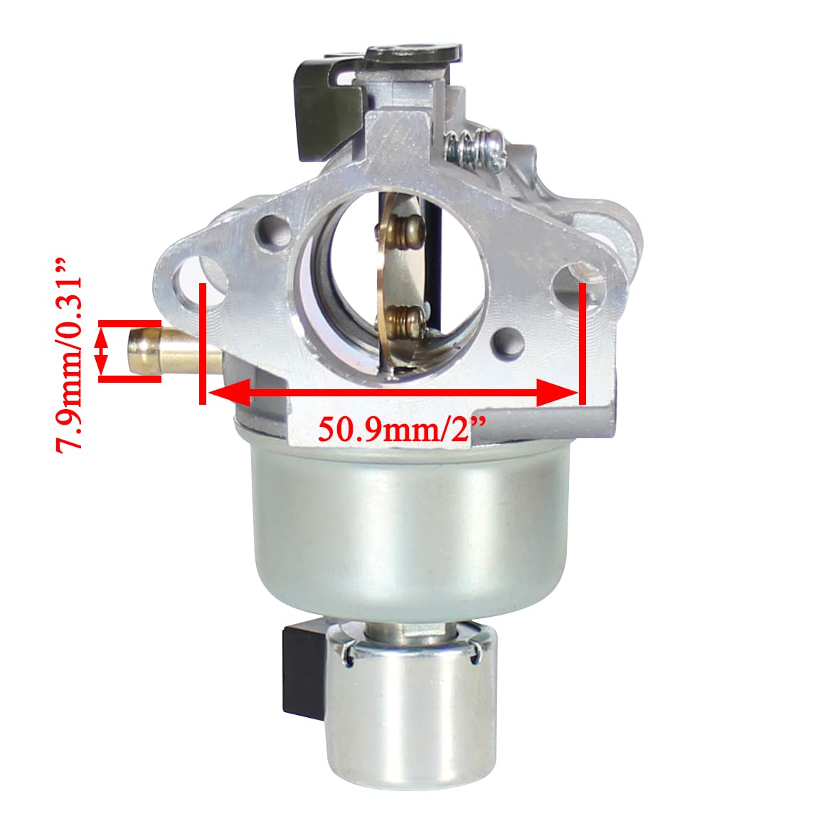 Pro Chaser carburetor with fuel hose and clamps ensures secure fuel line connections