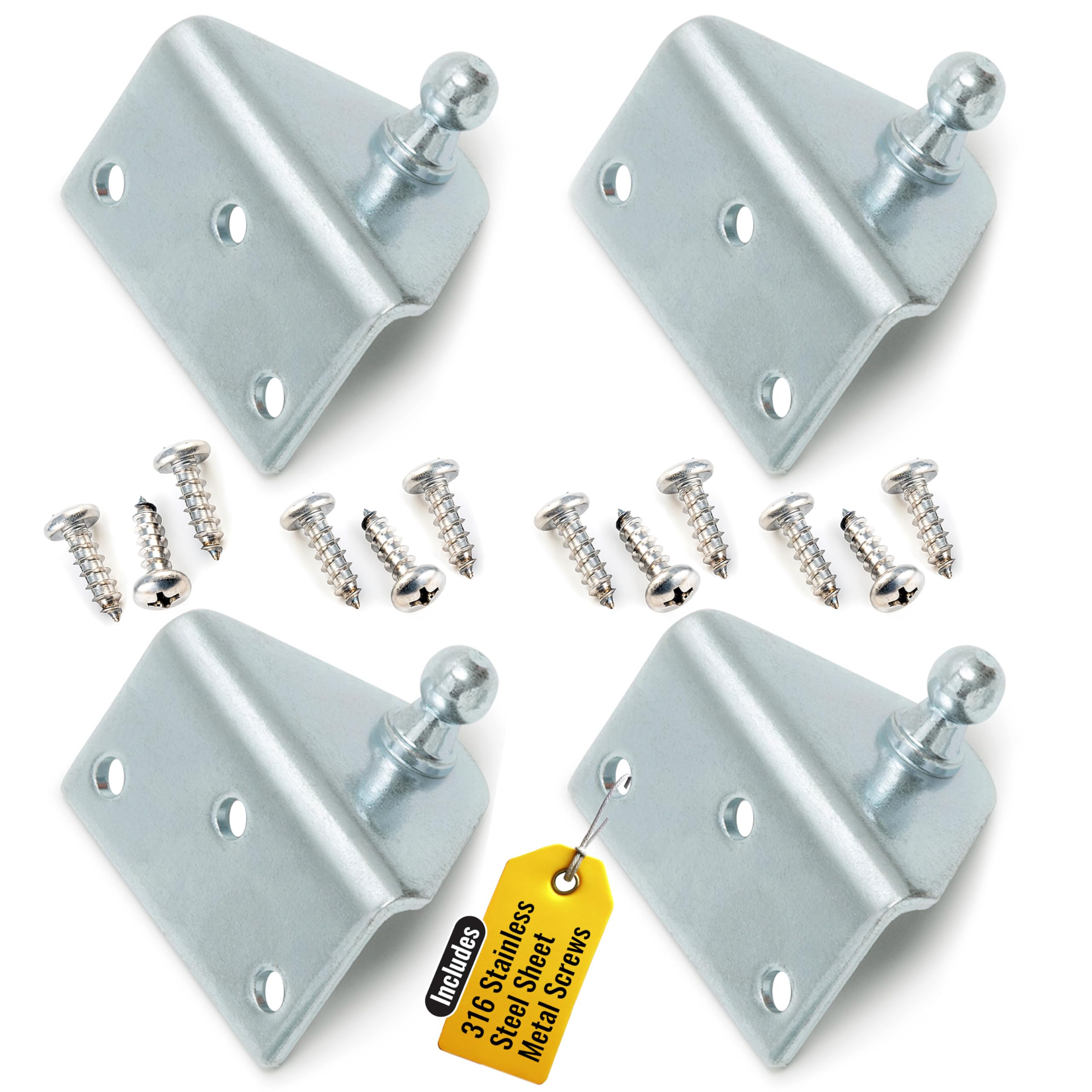 Pro Chutes 10mm ball-stud angled bracket front view for secure gas strut mounting