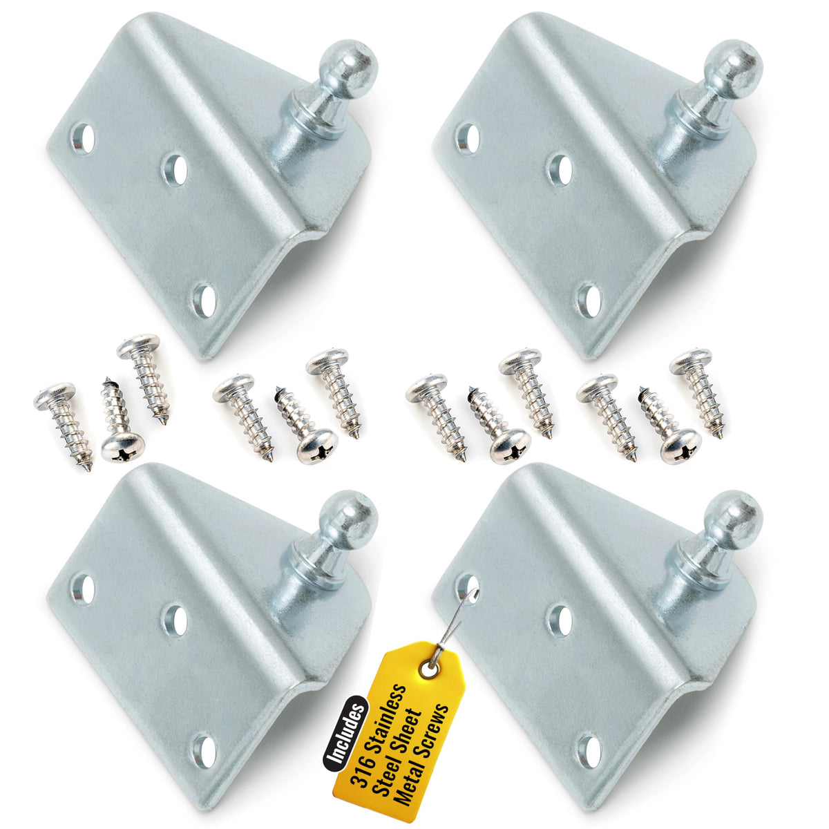 Pro Chutes 10mm ball-stud angled bracket front view for secure gas strut mounting