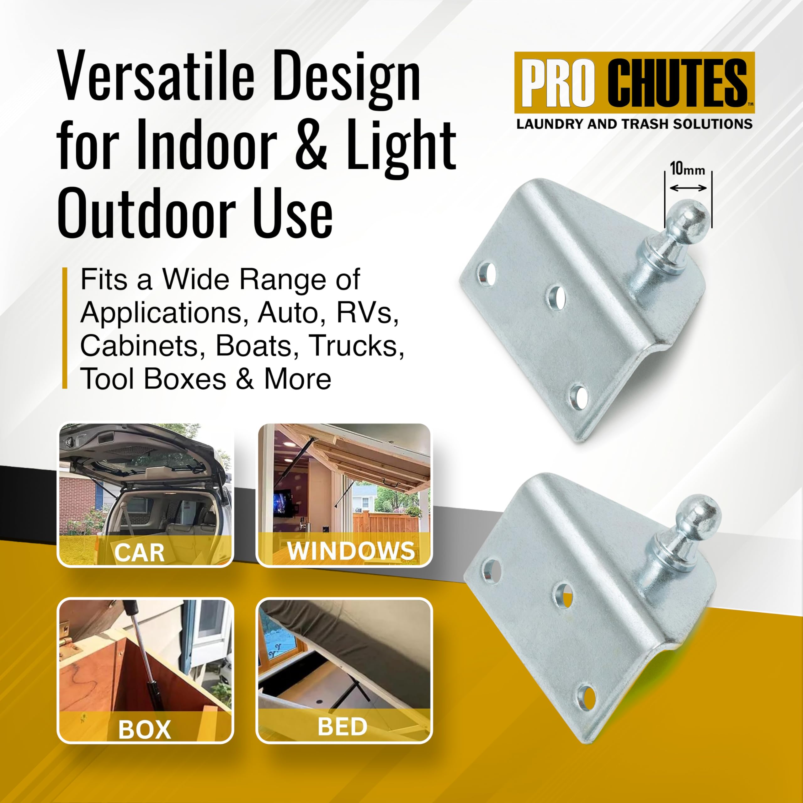 Pro Chutes blue-white zinc-coated bracket offers durable, corrosion-resistant performance