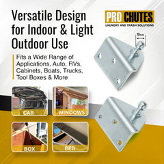Pro Chutes blue-white zinc-coated bracket offers durable, corrosion-resistant performance