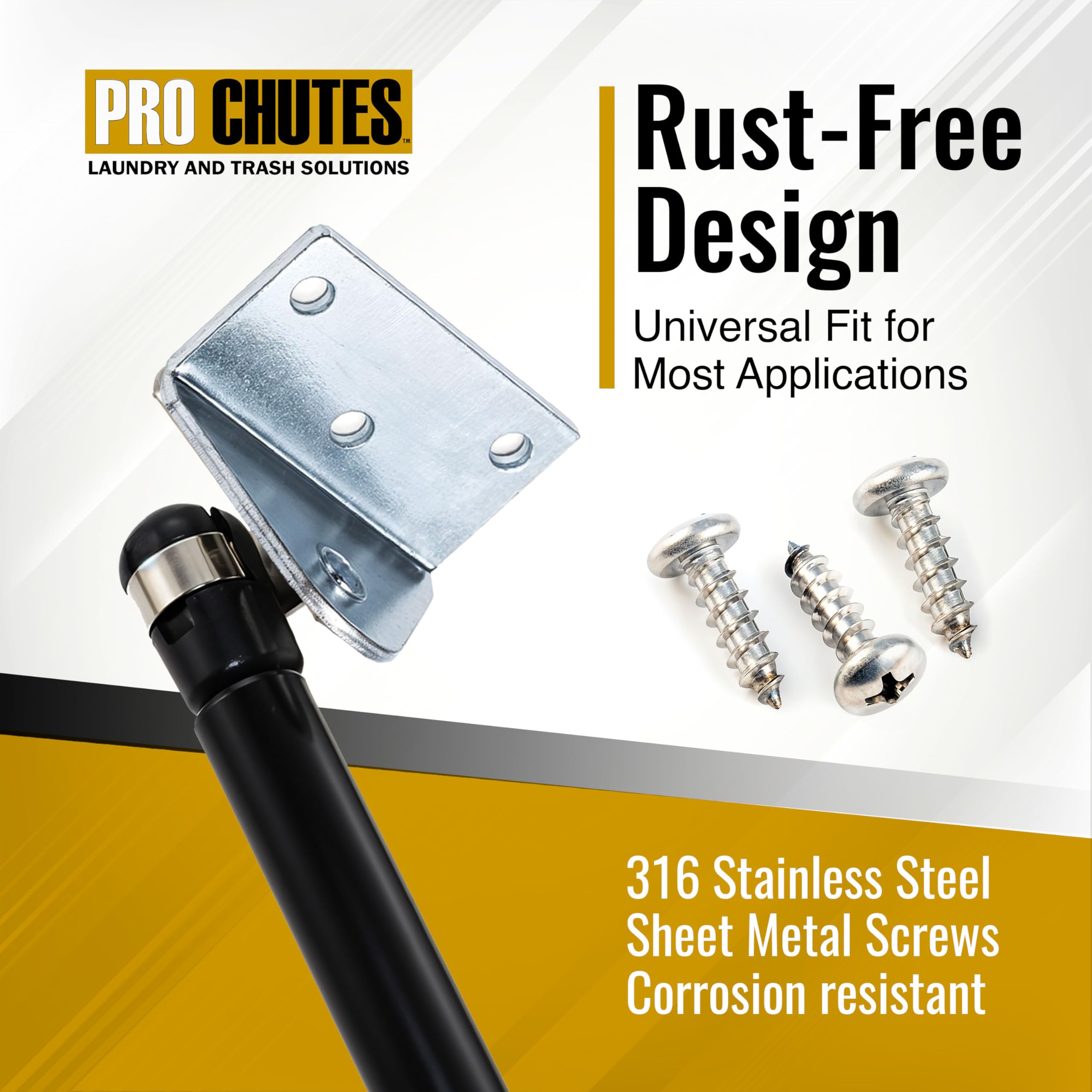 Pro Chutes bracket kit with 316 stainless screws enables easy installation