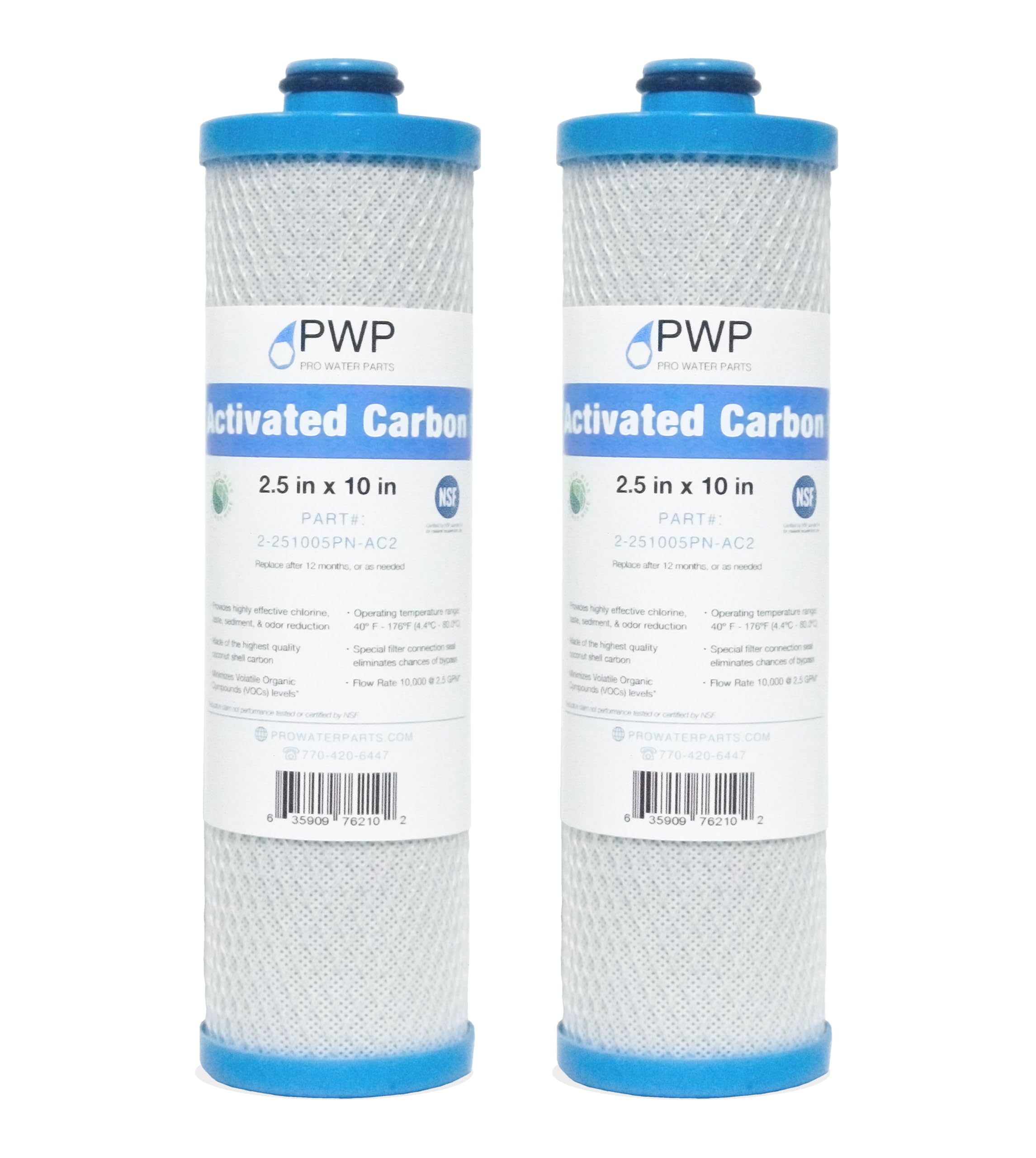 Pro Water Parts RV filter front view highlighting carbon block for better-tasting water