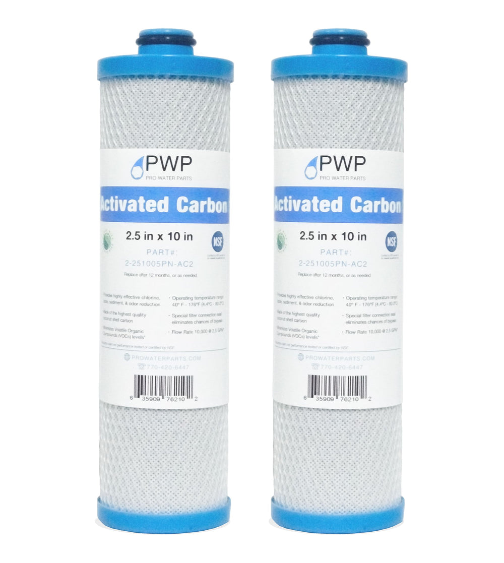 Pro Water Parts RV filter front view highlighting carbon block for better-tasting water