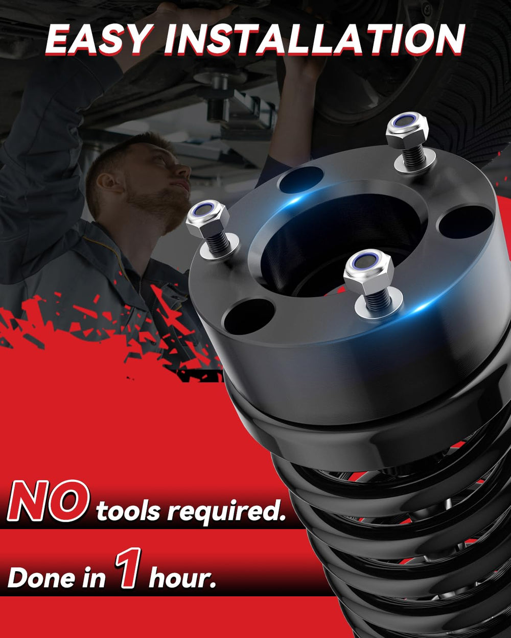 Front ride height increase visual with PROEZE kit on F-150