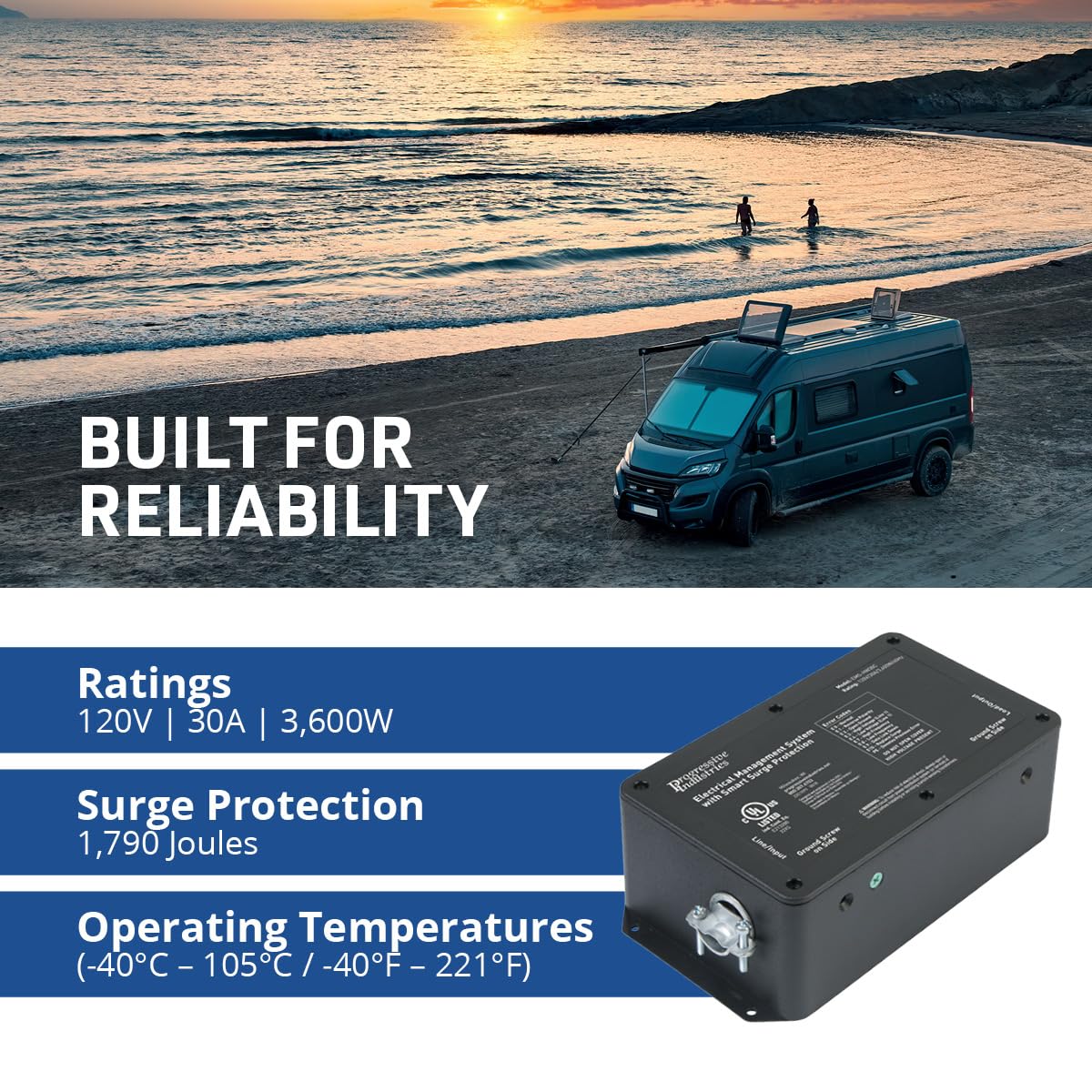 EMS-HW30C showing surge absorption up to 1,790 joules for RV electronics