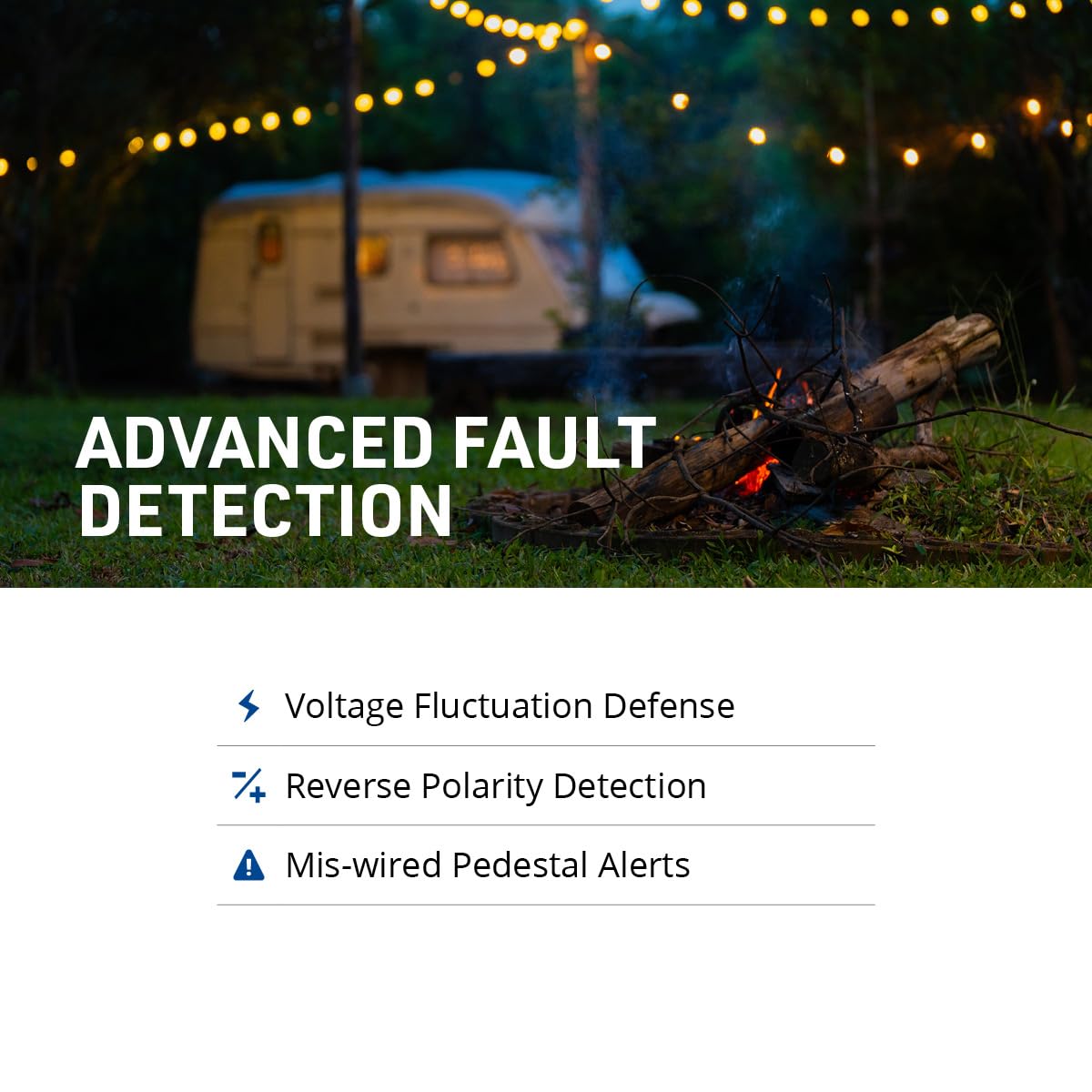 Advanced fault detection icons on EMS-HW30C for safer campground connections