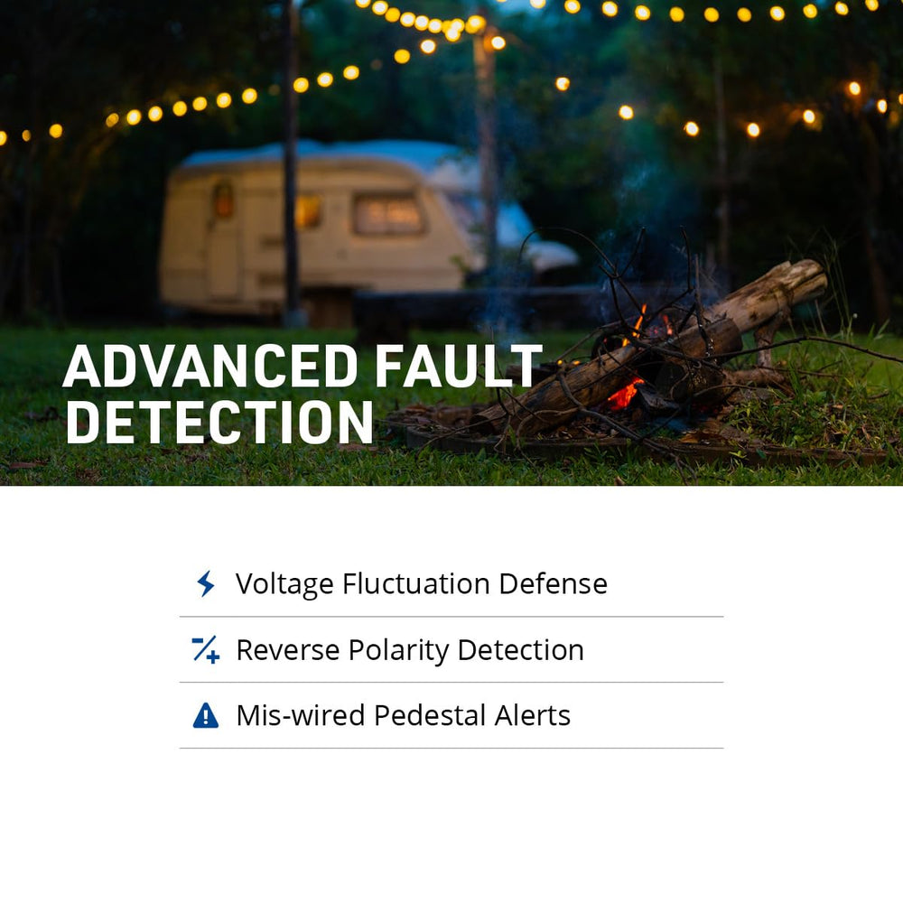Advanced fault detection icons on EMS-HW30C for safer campground connections