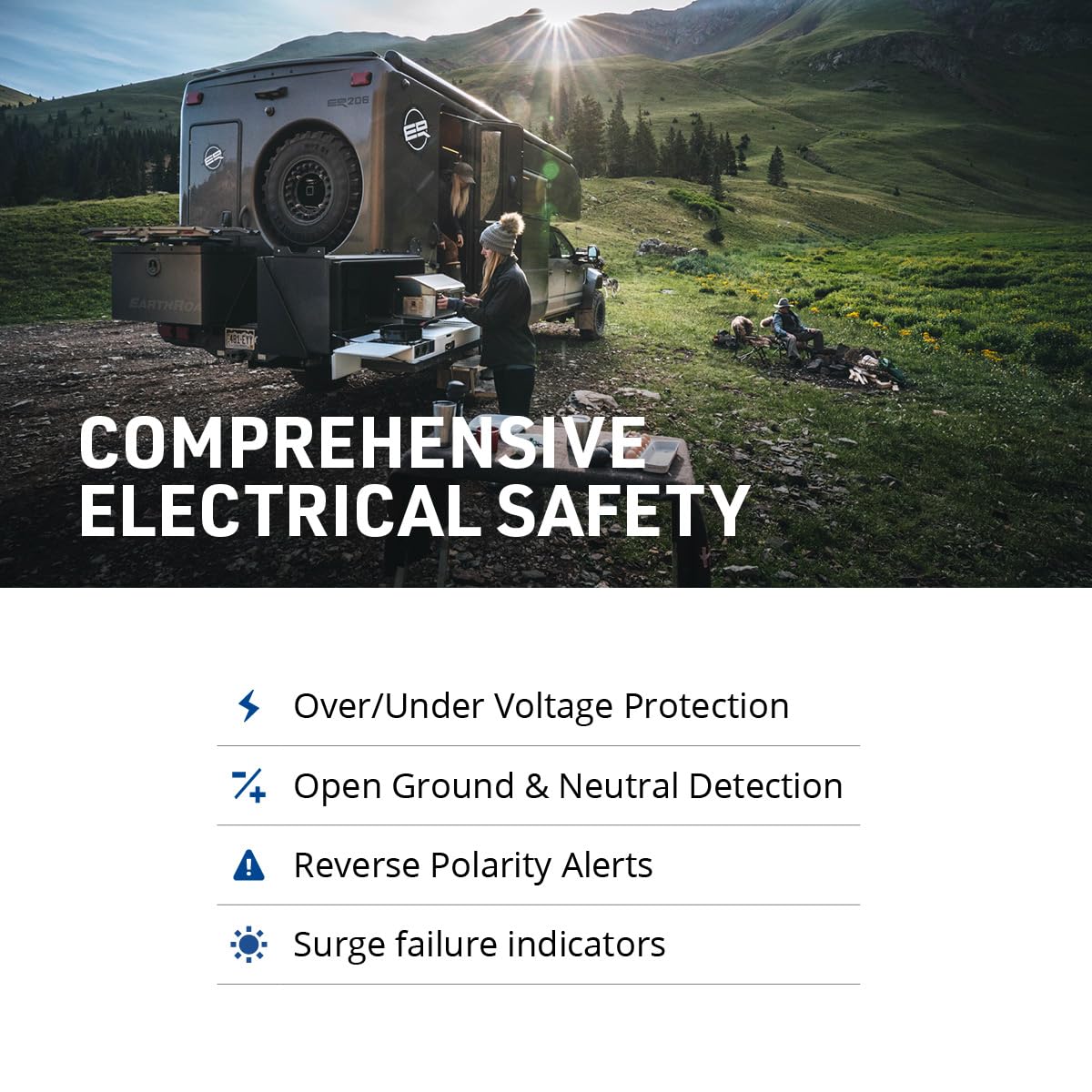 Outdoor-ready EMS-PT50X unit protecting RV power in rugged environments