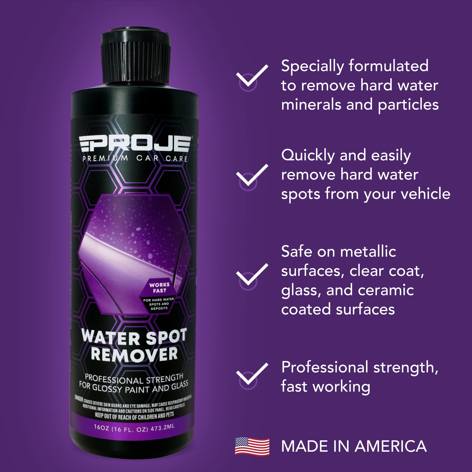 PROJE' Water Spot Remover application with microfiber cloth for safe surface cleaning.