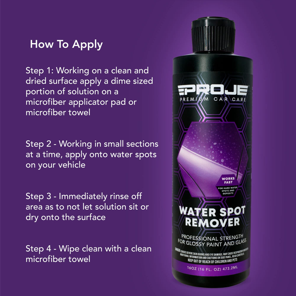 PROJE' Water Spot Remover packaging box ready for home use.