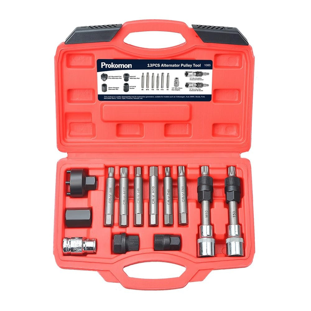 Prokomon 13-piece kit laid out for easy pulley removal