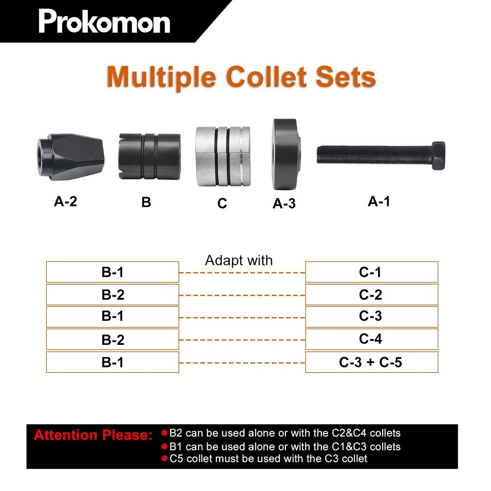 Prokomon aircraft-grade aluminum collets ensure light, strong expansion.