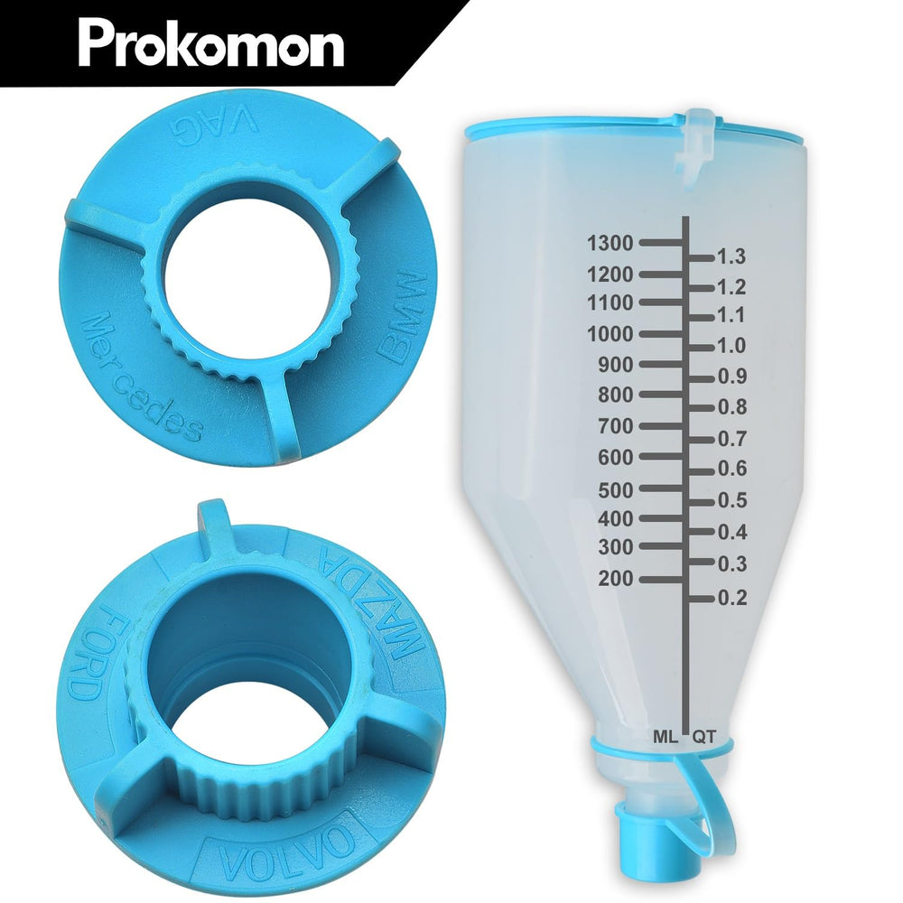 Prokomon durable oil funnel construction resists automotive fluids.