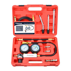 Prokomon engine cylinder leak-down tester kit front view for quick at-home diagnostics.