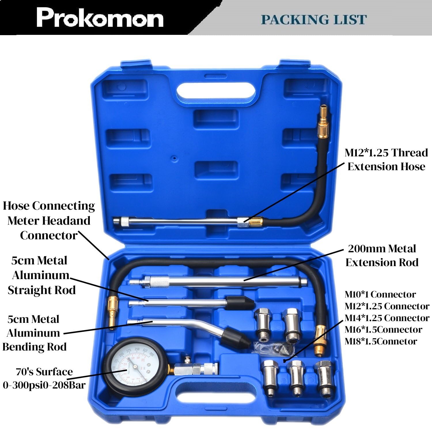Prokomon extension hose aiding spark plug access during testing.