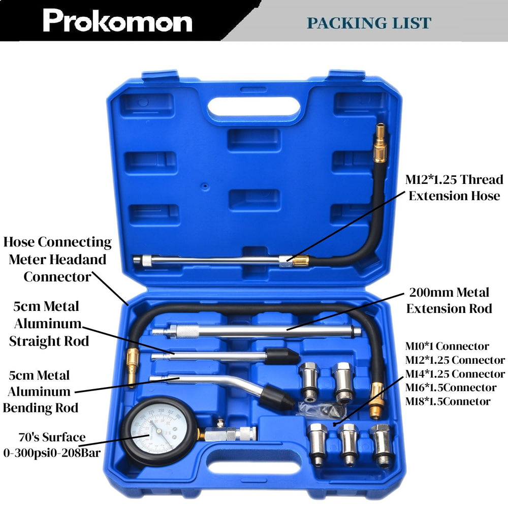 Prokomon extension hose aiding spark plug access during testing.