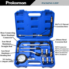 Prokomon extension hose aiding spark plug access during testing.