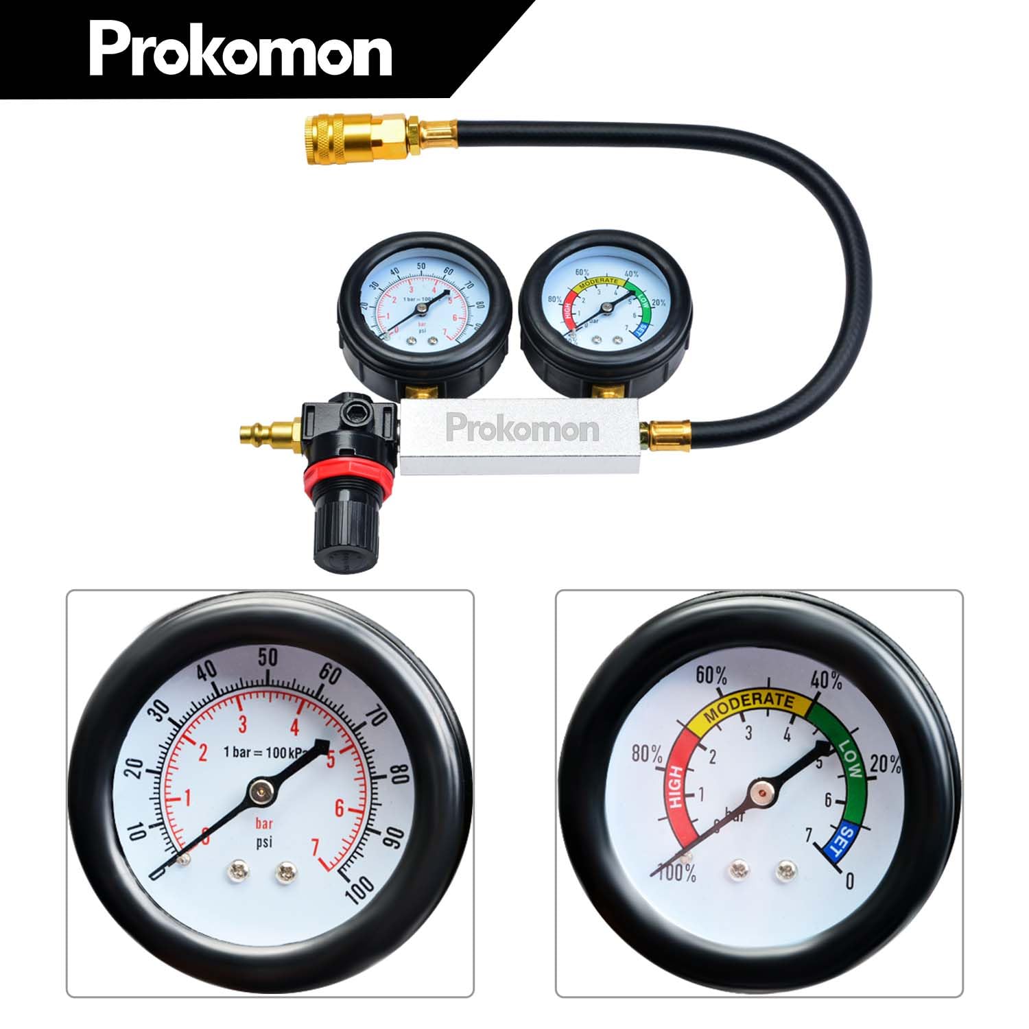 Prokomon extension rod and adapters enabling flexible hose configurations.