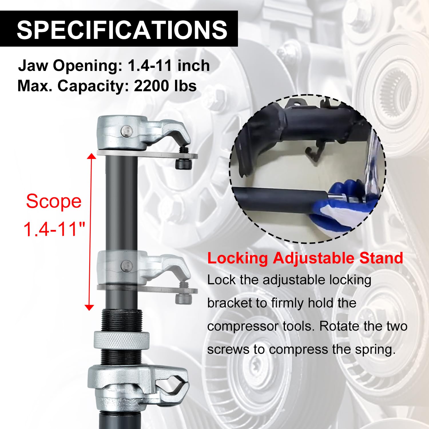 Adjustable guard bar on Prokomon unit locks at 8 to 11.7 inches.